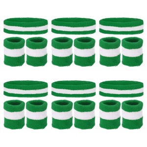 Unique Bargains Terry Cloth Sports Athletic Gym Working Out Headband Wristband Sweatband 6 Sets - 1 of 4