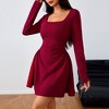 Coolmee Women's Formal Dress Ruched Square Neck Long Sleeve Dress Flowy Short Guest Party Club Mini Dresses - 3 of 4