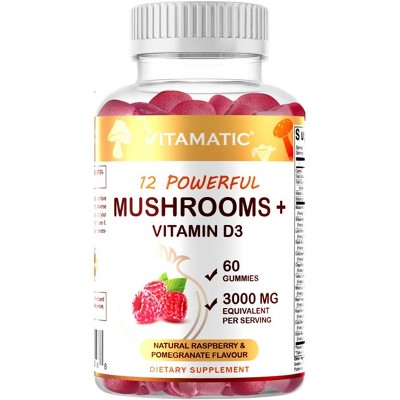 Mushroom Complex with D3 Gummies 3000 mg - 60 Pectin Based Gummies