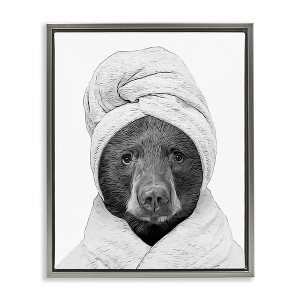 Stupell Industries Bear Hair Towel Funny Animal, 17" x 21" - 1 of 4