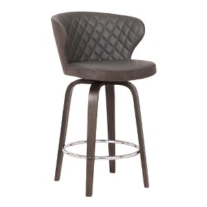HomeRoots 26" Brown Faux Leather And Iron Swivel Low Back Counter Height Bar Chair - 1 of 4
