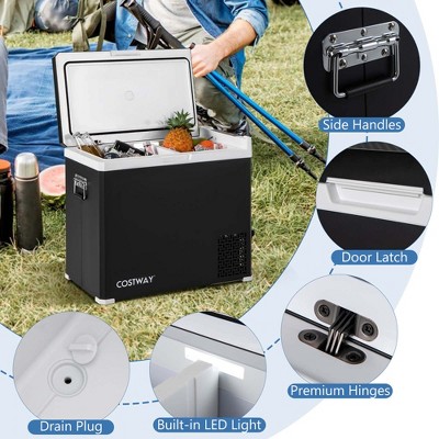Costway 53QT Black Portable Car Refrigerator with Adjustable Temperature