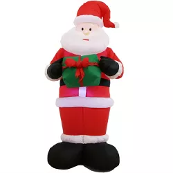 Sunnydaze 6 Foot Self Inflatable Blow Up Santa Claus with Gift Outdoor Holiday Christmas Lawn Decoration with LED Lights