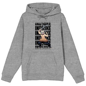Demon Slayer Inosuke Repeat Name Text Adult Athletic Heather Long Sleeve Hooded Sweatshirt - 1 of 4