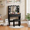 FDW Vanity Desk Makeup Vanity With Large Mirror And 3 Color Light Options Dressing Table Set With Adjustable Power Strip hair dryer holder 2 Drawers - 2 of 4