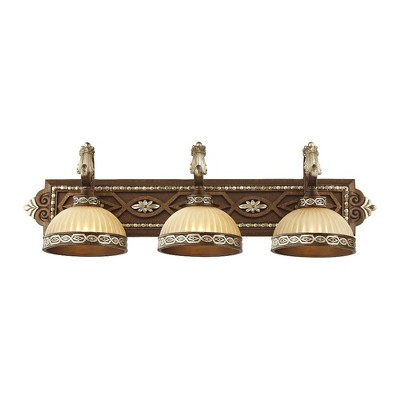 Palacial Bronze 3-Light Vanity Sconce with Gold Dusted Art Glass