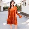 Anna-Kaci Women's Tiered A-Line Dress with Long Sleeves and Smocked Cuffs - 2 of 4