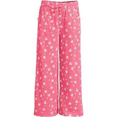 Lands' End Kids Pull On Knit Gauze Wide Leg Pants - Small - Rouge Pink  Floral : Target