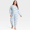 Women's "Tis the Ski-son!" Cozy Knit Long Sleeve Henley Holiday Matching Family Pajama Shirt - Wondershop™ Blue - 3 of 4