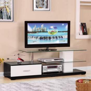 Ivana TV Stand for TVs up to 63" and Consoles White/Black - Acme Furniture