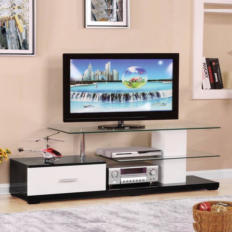 Ivana TV Stand for TVs up to 63&#34; and Consoles White/Black - Acme Furniture, 1 of 6