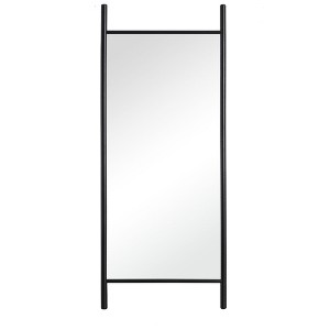 HomeRoots 71" Black Solid Wood Ladder Leaning Framed Full Length Mirror - 1 of 4