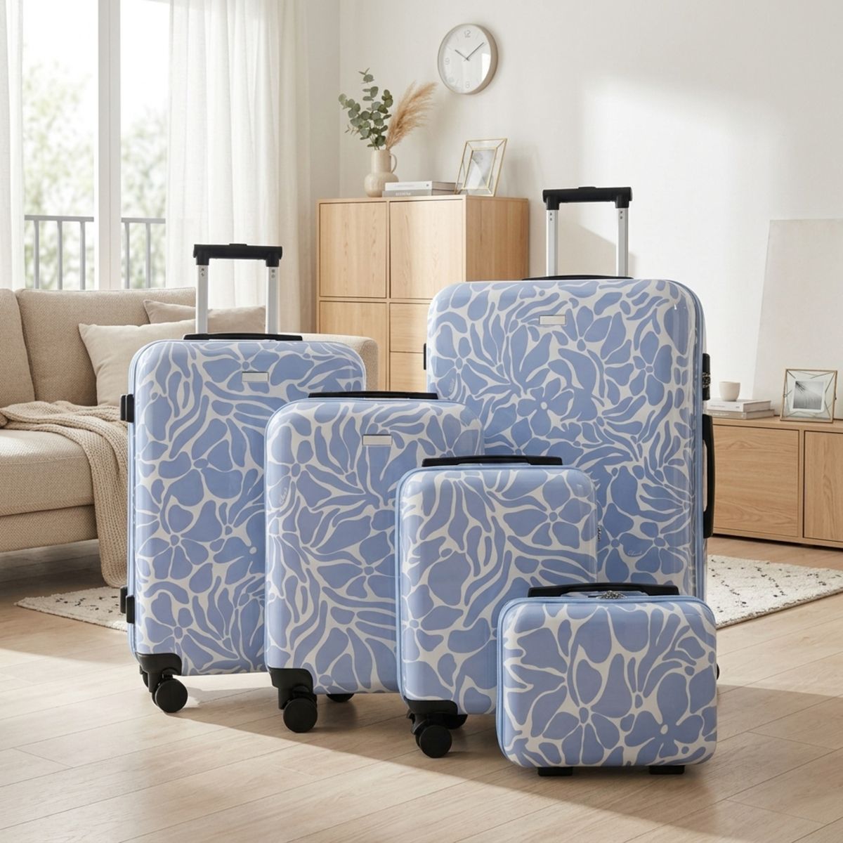 Polibi 5 Pieces Hardside Luggage Set , 14"/16"/20"/24"/28" ABS Luggage with Spinner Wheels and TSA Lock