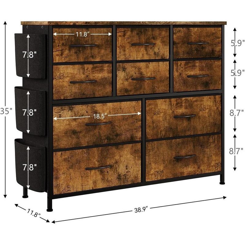 Drawer Storage Cabinet, Wooden Multifunctional Drawer Storage Cabinet, Bedroom Drawer Dresser with Side Pocket and Hook, for Living Room Bedroom, 2 of 8