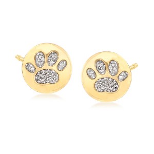 Ross-Simons 0.15 ct. t.w. Diamond Paw Print Stud Earrings in 18kt Yellow Gold Over Sterling Silver - 1 of 4