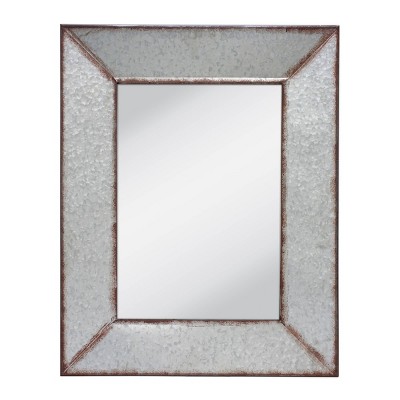 28" x 22" Rectangular Galvanized Metal Wall Hanging Mirror Silver - Stonebriar Collection