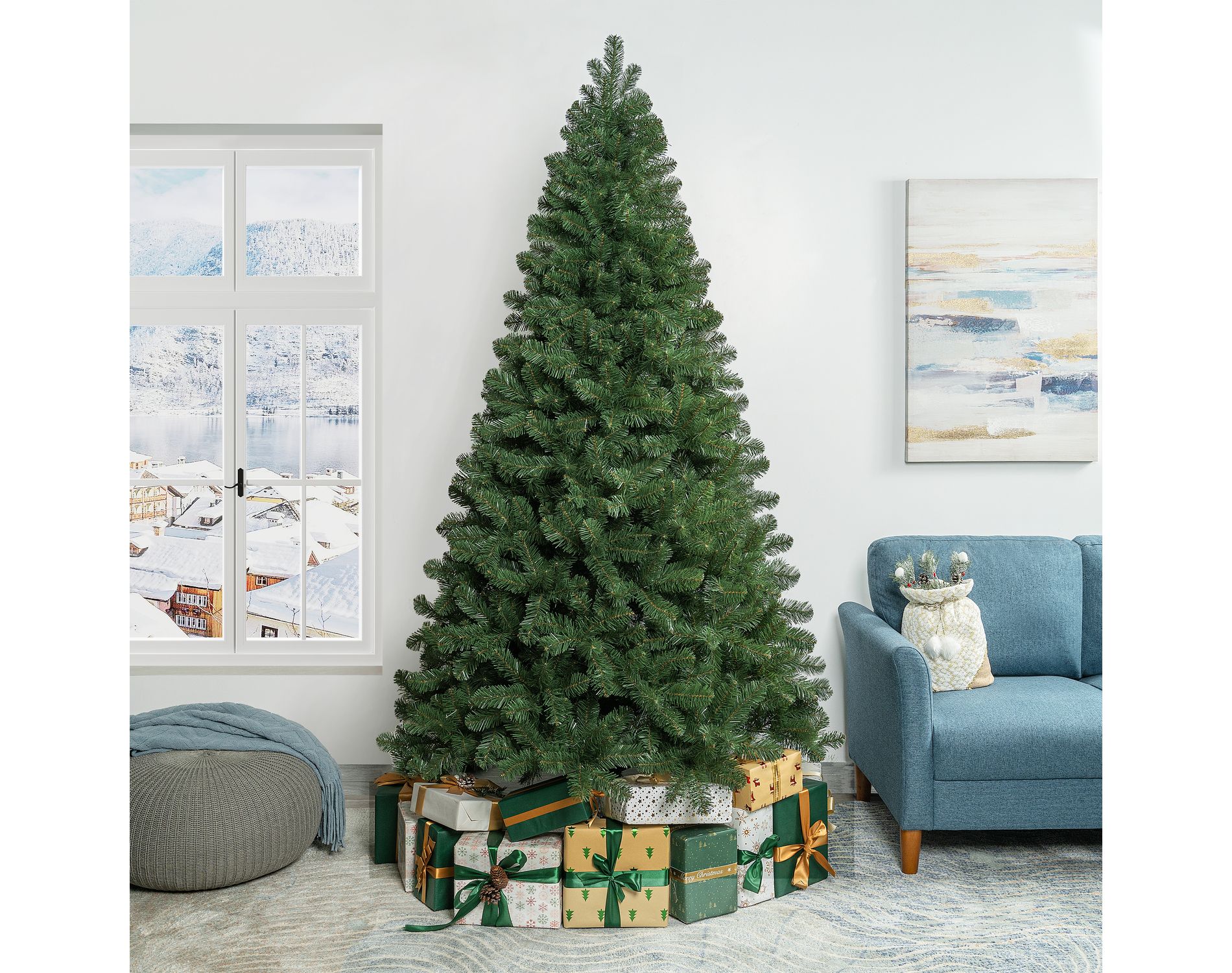Home Imports Emporium Full Body Unlit Pine Artificial Christmas Tree with Hinged Branches & Metal Base, Available in 7.5 ft