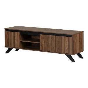 South Shore Flam TV Stand for TVs up to 60" Natural Walnut: Laminated Particle Board Media Console - 1 of 4
