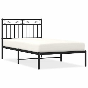vidaXL Twin Metal Bed Frames with Headboard, Under Bed Storage, Noise Free, Black, No Mattress - 1 of 4