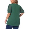 Agnes Orinda Women's Plus Size V Neck Swiss Dots Puff Sleeve Loose Casual Dressy Blouses - 4 of 4