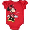 Disney Minnie Mouse Baby Girls Bodysuit Pants Bib and Hat 4 Piece Outfit Set Newborn to Infant - image 2 of 4