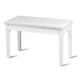 Infans Solid Wood PU Leather Piano Bench Padded Double Duet Keyboard Seat Storage White - 1 of 4