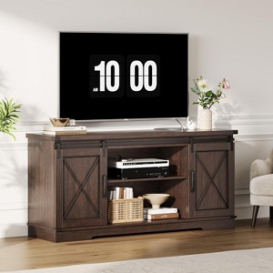 Farmhouse TV Stand for 65" TVs – Entertainment Center with Sliding Barn Doors, Adjustable Shelf & Storage Cabinet for Living Room or Bedroom - 1 of 4