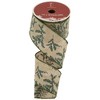 Northlight Brown with Green Leaves Wired Craft Ribbon 2.5" x 10 Yards - 3 of 4