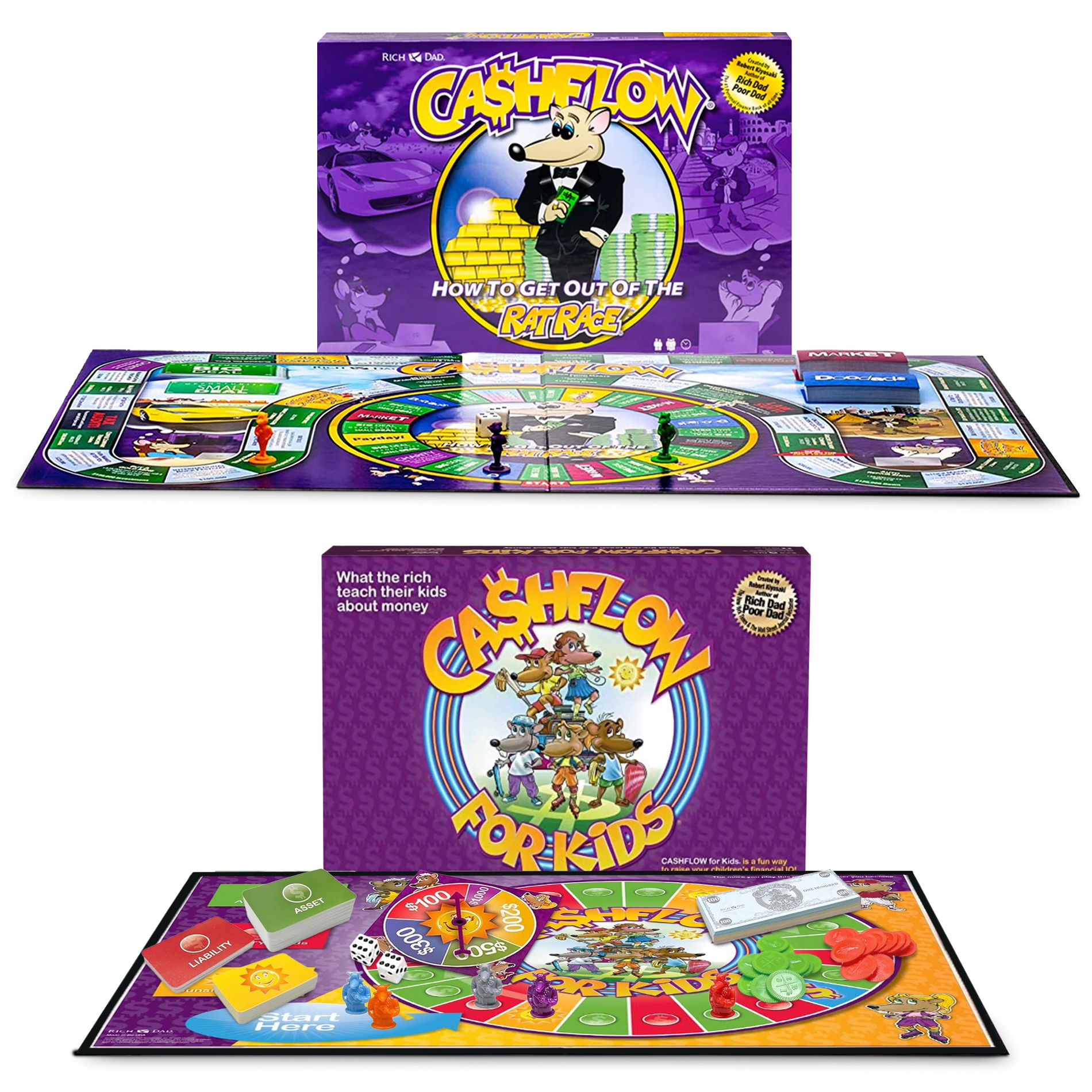Rich Dad CASHFLOW Board Game, Educational Business & Finance Literacy Game, Ages 14 & Up - Financial Learning Games for Kids, Teens, Adults and Family