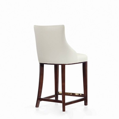 Ivory Leatherette Upholstered Counter Stool with Beech Wood Legs