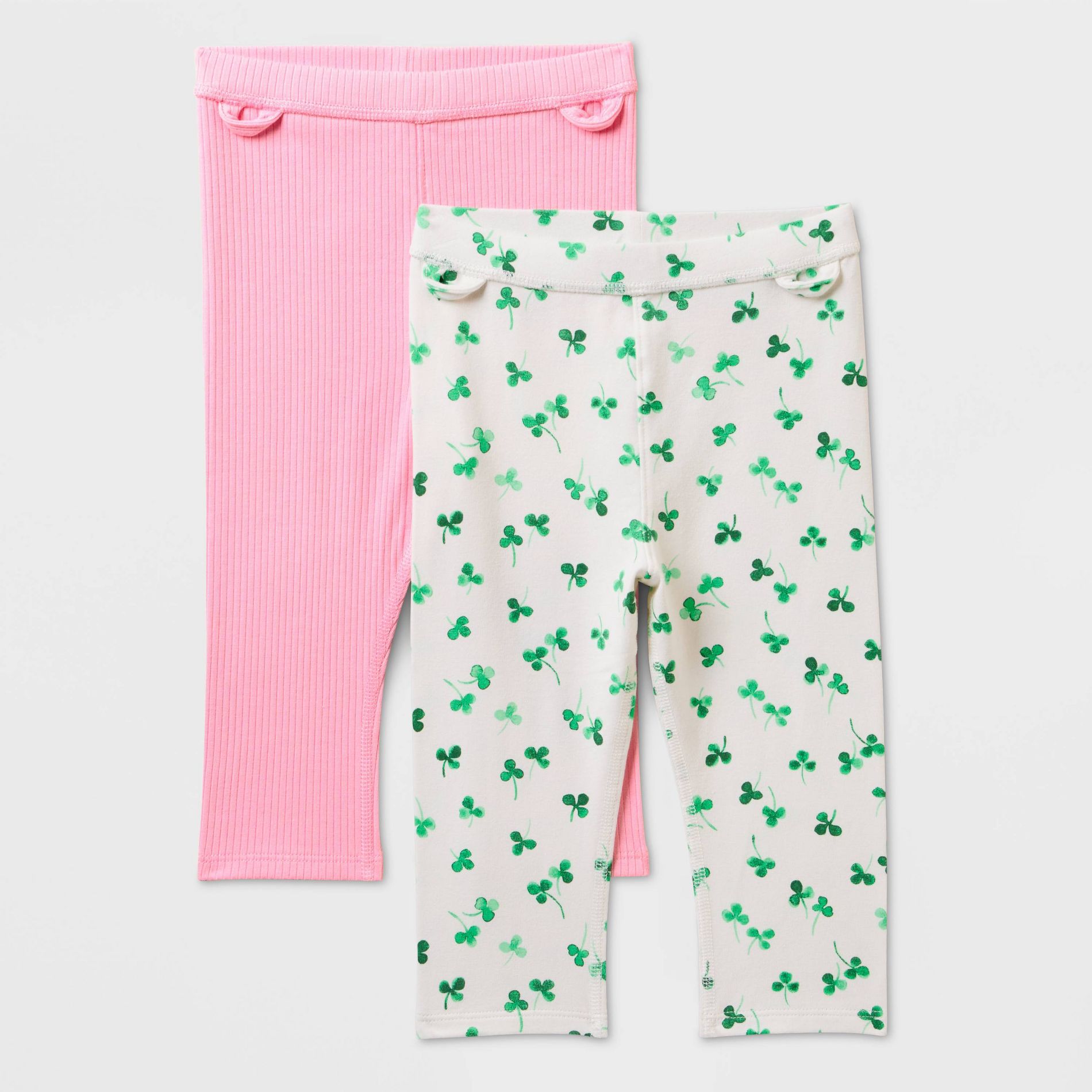 Toddler Girls' 2pk Adaptive St. Patrick's Day Capri Leggings - Cat & Jack™ White/Pink