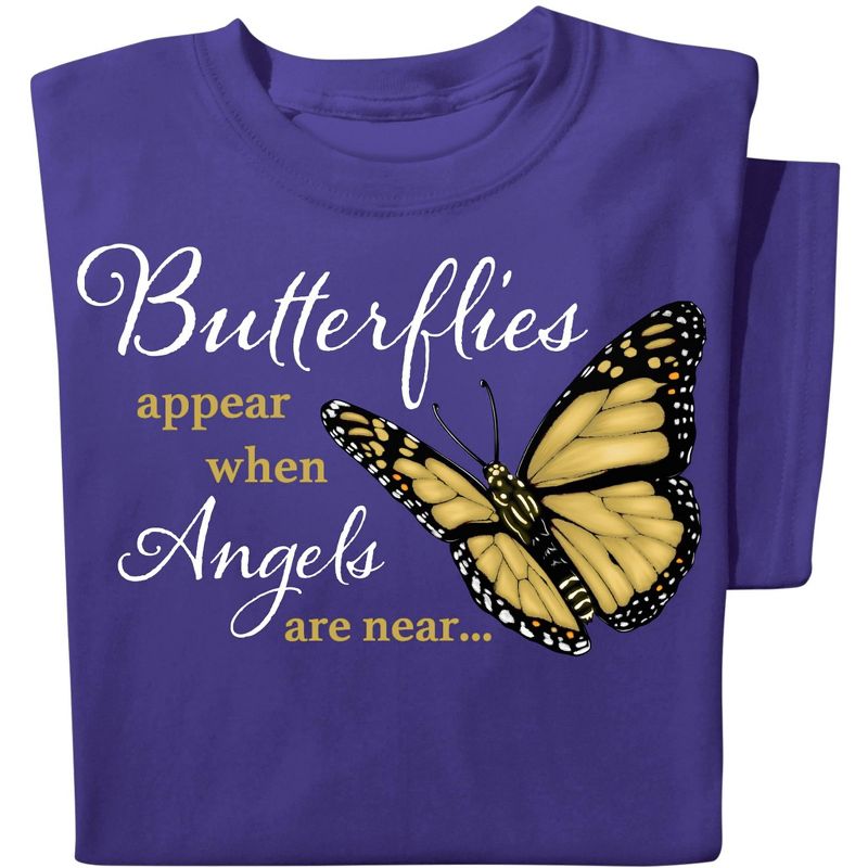 Collections Etc When Butterflies Appear Inspirational Navy Short Sleeve T-Shirt with Crew Neckline, 1 of 5