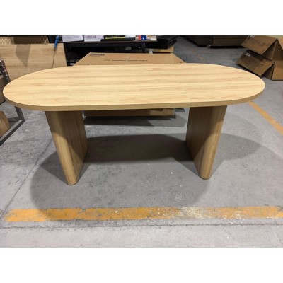 70.8 Inch Kitchen Dining Table for 6-8 People, Large Round Dining Room Tables for Living Room, Oval Kitchen Table with Wood Base