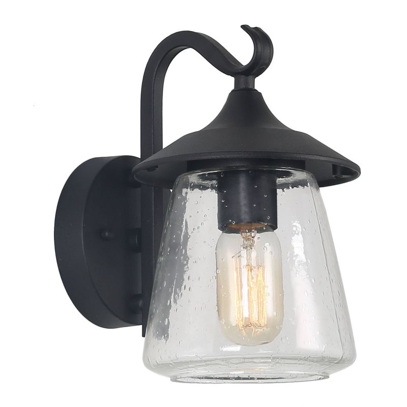 9.8&#34; Metal/Glass Outdoor Lamp Black - LNC, 1 of 14