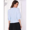 INSPIRE CHIC Women's Summer 3/4 Sleeve Button Down Puff Sleeve Crew Neck Casual Blouse - 3 of 4