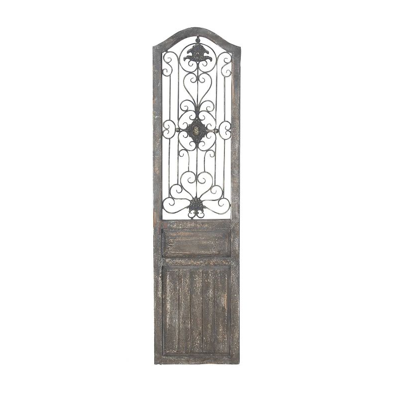 17&#34; x 19&#34; Wood Scroll Distressed Door Inspired Ornamental Wall Decor with Metal Wire Details Brown - Olivia &#38; May, 5 of 18