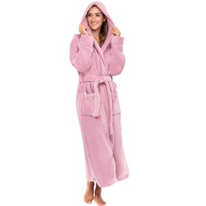 ADR Plush Fleece Robe for Women, Long Hooded Bathrobe with Hood, Plus Size - 1 of 4