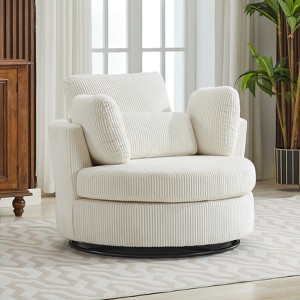 Hrinhom Swivel Barrel Chair,42" W Oversized Corduroy Sofa Chair with Metal Base - 1 of 4