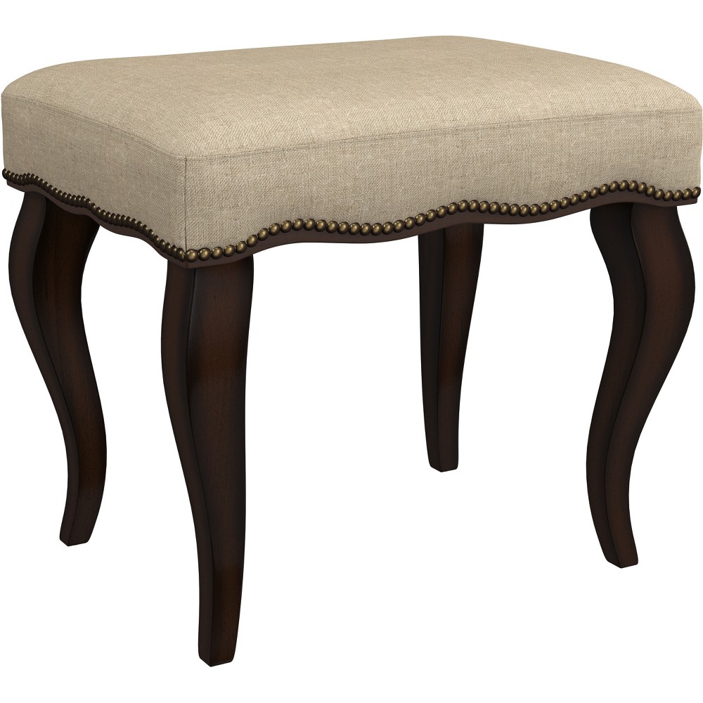 Photos - Chair 19" Hamilton Backless Upholstered Wood Vanity Stool Burnished Oak/Cream 