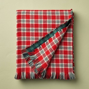 50"x60" Vintage Reversible Brushed Woven Throw Blanket Red Plaid - Hearth & Hand™ with Magnolia - 1 of 3