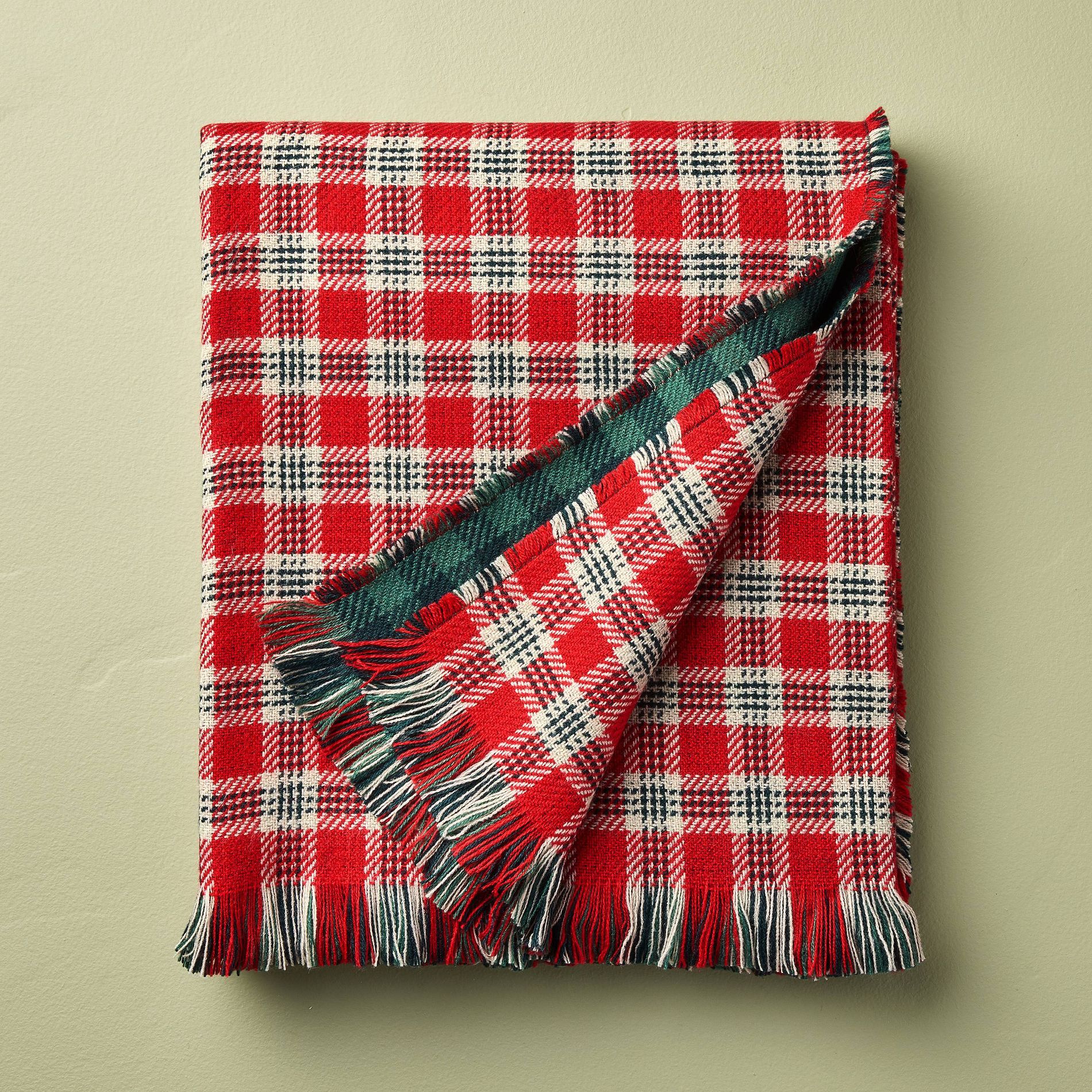 50"x60" Vintage Reversible Brushed Woven Throw Blanket Red Plaid - Hearth & Hand™ with Magnolia
