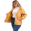 Women's Plus Size Windbreaker Zip Up Buttons Waterproof Hooded Casual Trench Coats with Pockets - Agnes Orinda Large Gold - 2 of 4