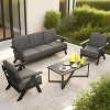 YARDSIGHT 4-Piece Aluminum Outdoor Patio Furniture Set with 3-Seat Couch, 2 Armchairs, and Coffee Table for Backyard, Deck, Poolside - 2 of 4
