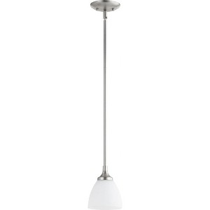 Quorum Lighting Enclave 1-Light Mini Pendant, Satin Nickel, Glass, Stem Hanging, 5.5W x 7H, Dry Rated - 1 of 1