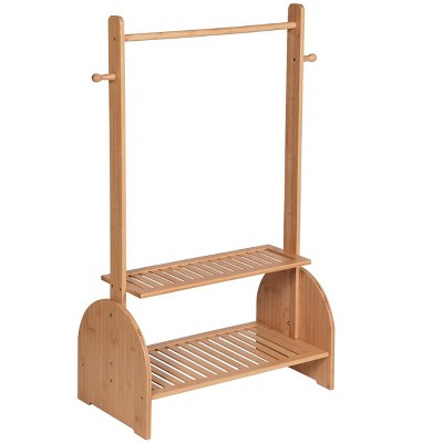 Bamboo Children's Standing Rack Perfect for Little Clothes & Accessories
