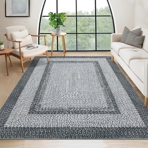 Washable Area Rugs for Living Room Non Slip Modern Braided Print Rug - 1 of 4