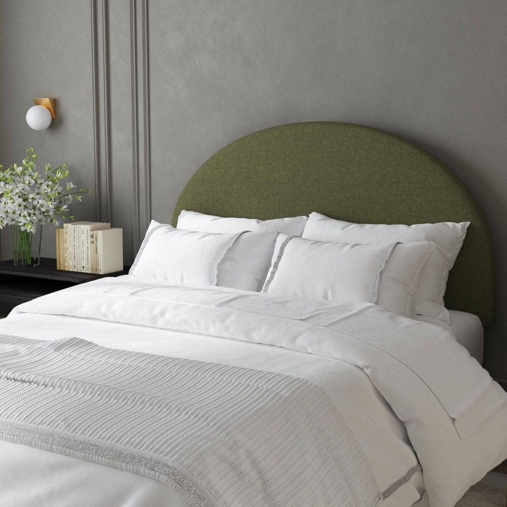 Photos - Bed Frame Adaline Queen Size Upholstered Half-Moon Headboard in Textured Linen Laurel - Threshold™
