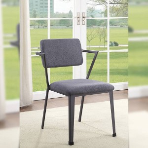 Cargo 22" Dining Chairs Gray Fabric and Gunmetal - Acme Furniture: Leather Upholstery, Metal Frame, Armless Design, Easy to Clean - 1 of 4