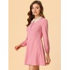 Allegra K Women's A-Line Long Sleeve Front Button Down Lace-Collar Mini Dresses - 4 of 4