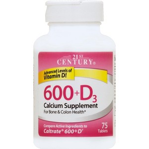 21st Century Calcium & Vitamin D3 Supplement, 600mg Plus D3, 75 Count - 1 of 1